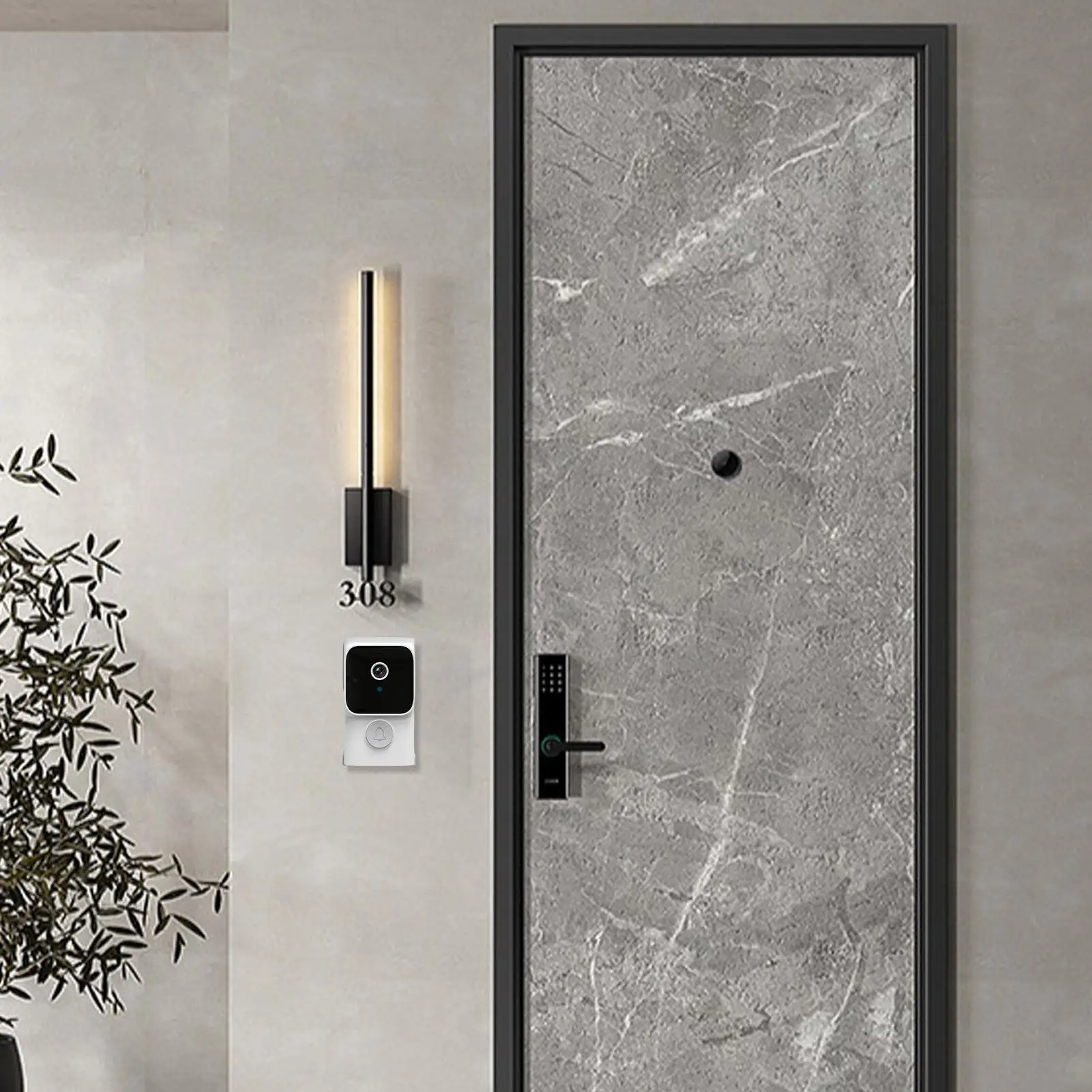 Беспроводная камера дверного звонка, умная видеокамера безопасности дверного звонка, двусторонняя связь для ночного мониторинга, ежедневный вход на открытом воздухе