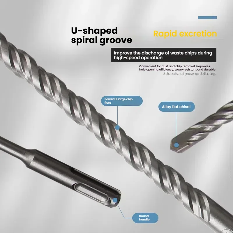 17 Uds mango redondo impacto martillo eléctrico broca cincel caja de plástico Set para hormigón, ladrillo, bloque, piedra, herramientas de masonería