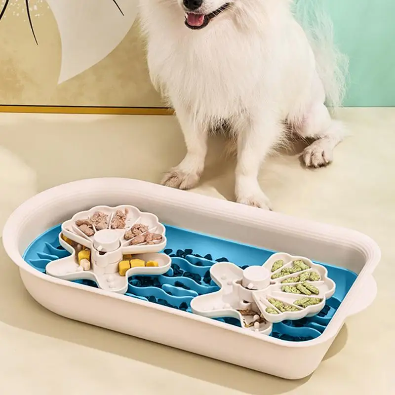 Dog Food Bowls Double Bowl Design Slow Feeder For Pet Anti-Chocking Slow Feeding Maze Dog Food Bowl For Cats Treats Dogs Yogurt