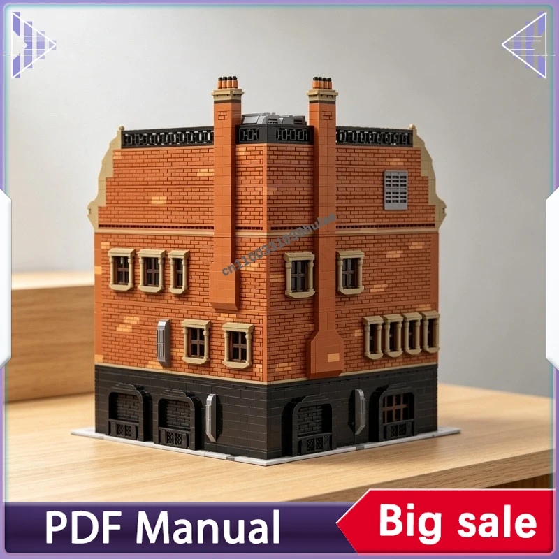 High Detail Vintage Old Tavern Model Building Blocks Medieval Town Street View Diorama Brick Hobby Collectible