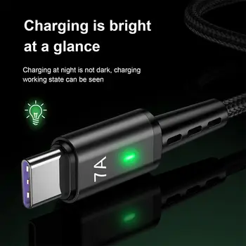 Kabel USLION 7A Fast USB C Type-C pro rychlé nabíjení s datovým kabelem pro MacBook, Samsung S22, S20, Xiaomi 12, Huawei, Type-C 10 nejlepší prodej USB kabel typu C - №8