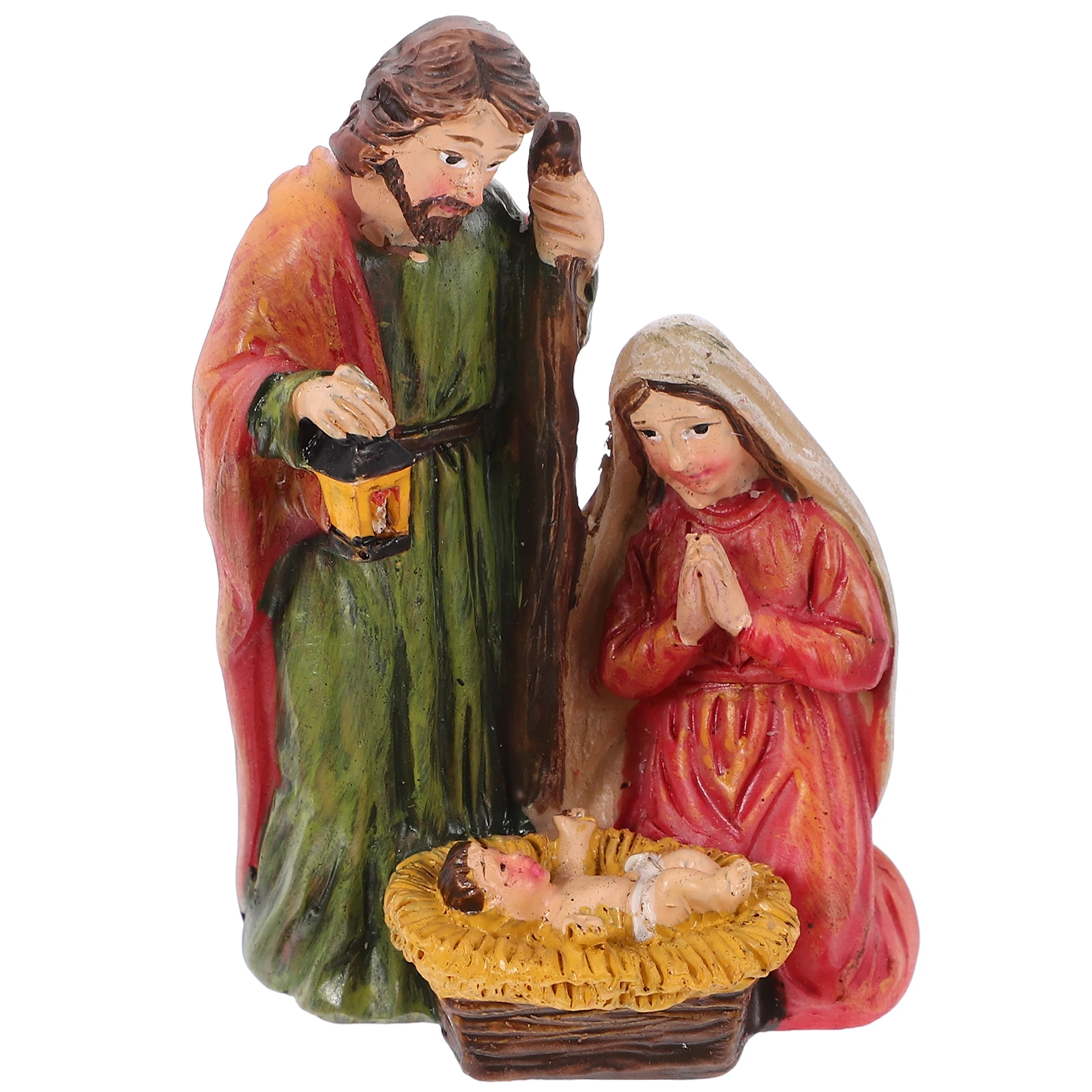

Christmas Family Ornaments Jesus Decorations Christian Desktop Adornment Village Statue Born Scene Handicraft Gifts