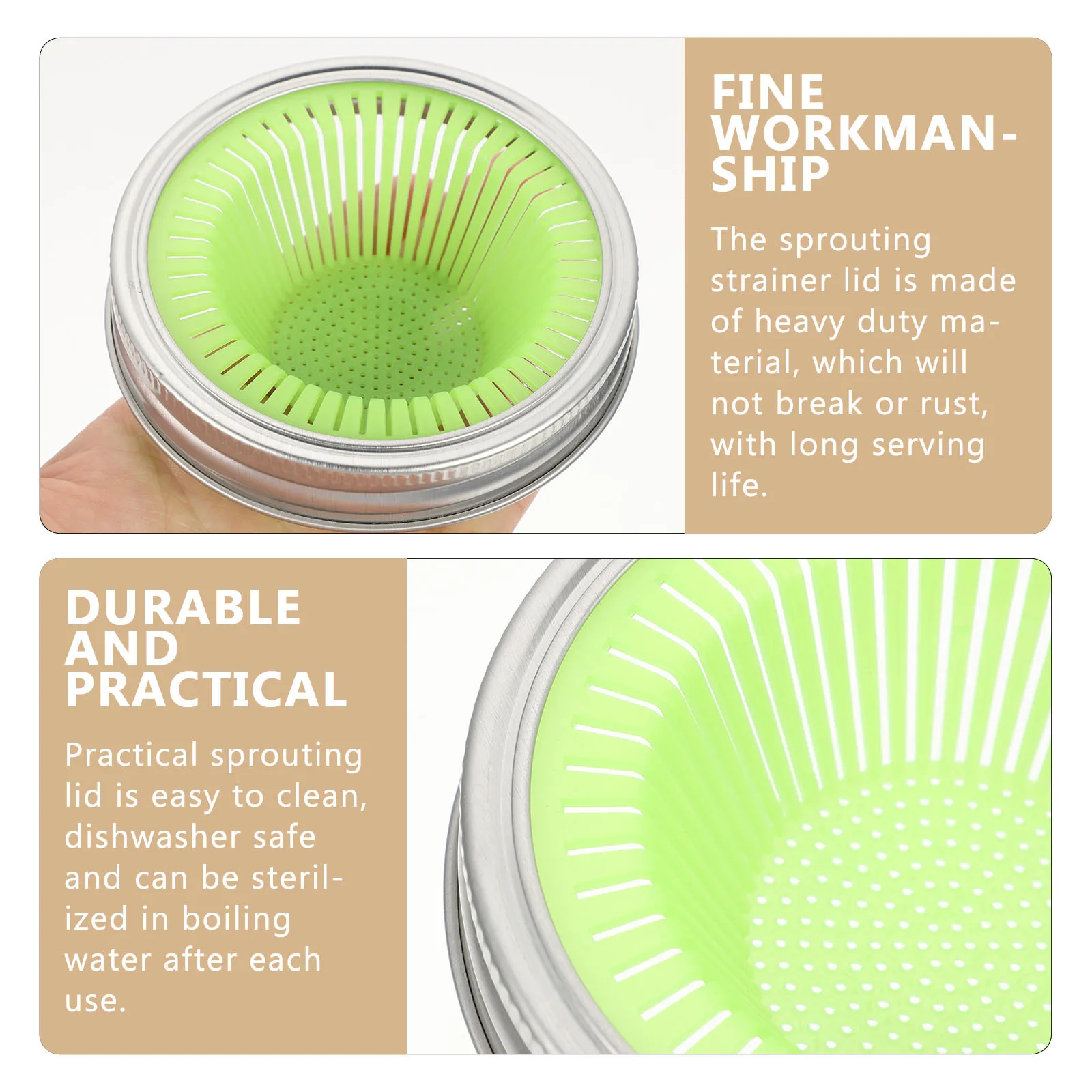 

2 шт. крышек для проращивания для банок с широким горлом, многоразовые, премиум-класса, подходят для банок Мейсона, для проращивания семян, для домашнего выращивания