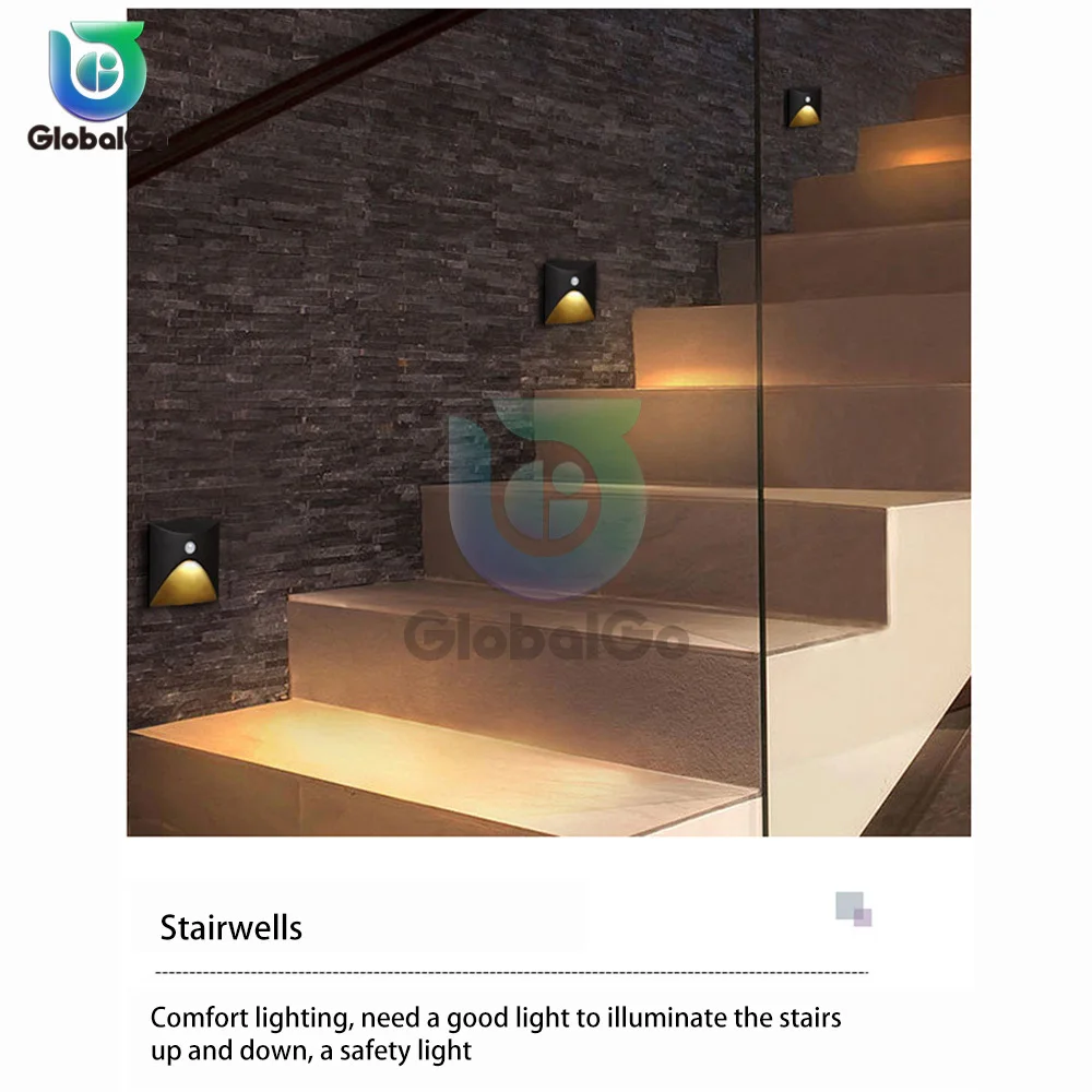 LED Wall Light PIR Motion Detector Sensor Stair Light Infrared Human Body Induction Lamp Recessed Steps Ladder Staircase Bedroom
