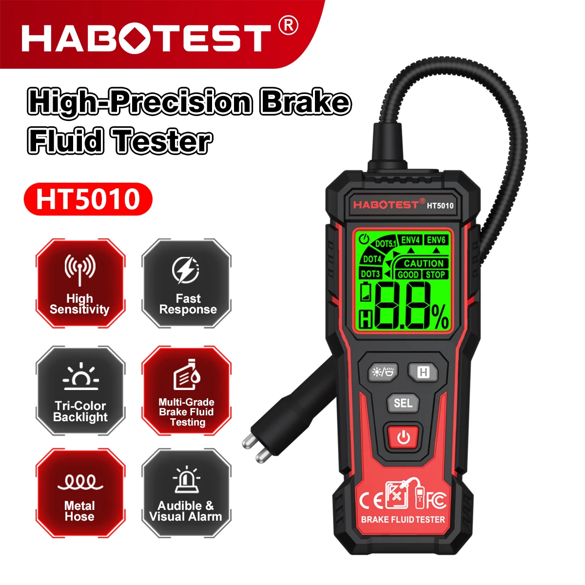 Habotest HT5010 Digital Brake Fluid Tester Auto Car Brake Oil Moisture Detector…