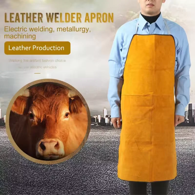 Genuine Cowhide Welding Apron Work Safety Workwear Glaziers Blacksmith Apron Electric Welding Genuine Leather Apron