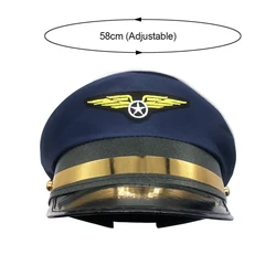 Czapka pilota czapka lotnicza samolot roboczy Unisex kapitan wojskowy Cosplay Aviation granatowy imprezowy marynarze Cap Performance Men