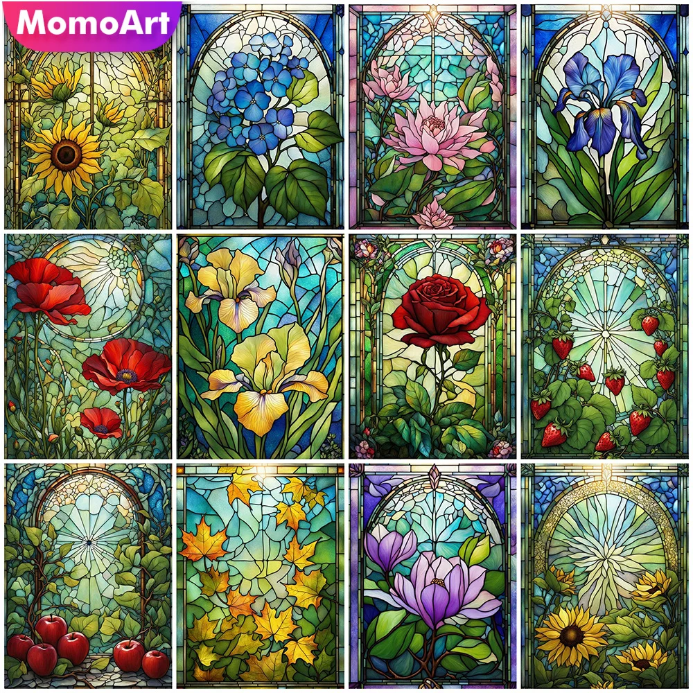 MomoArt Diamond Painting Rose Sunflower Needlework Embroidery Poppy Flower Diamond Mosaic Peony Iris New 2024 Wall Decor