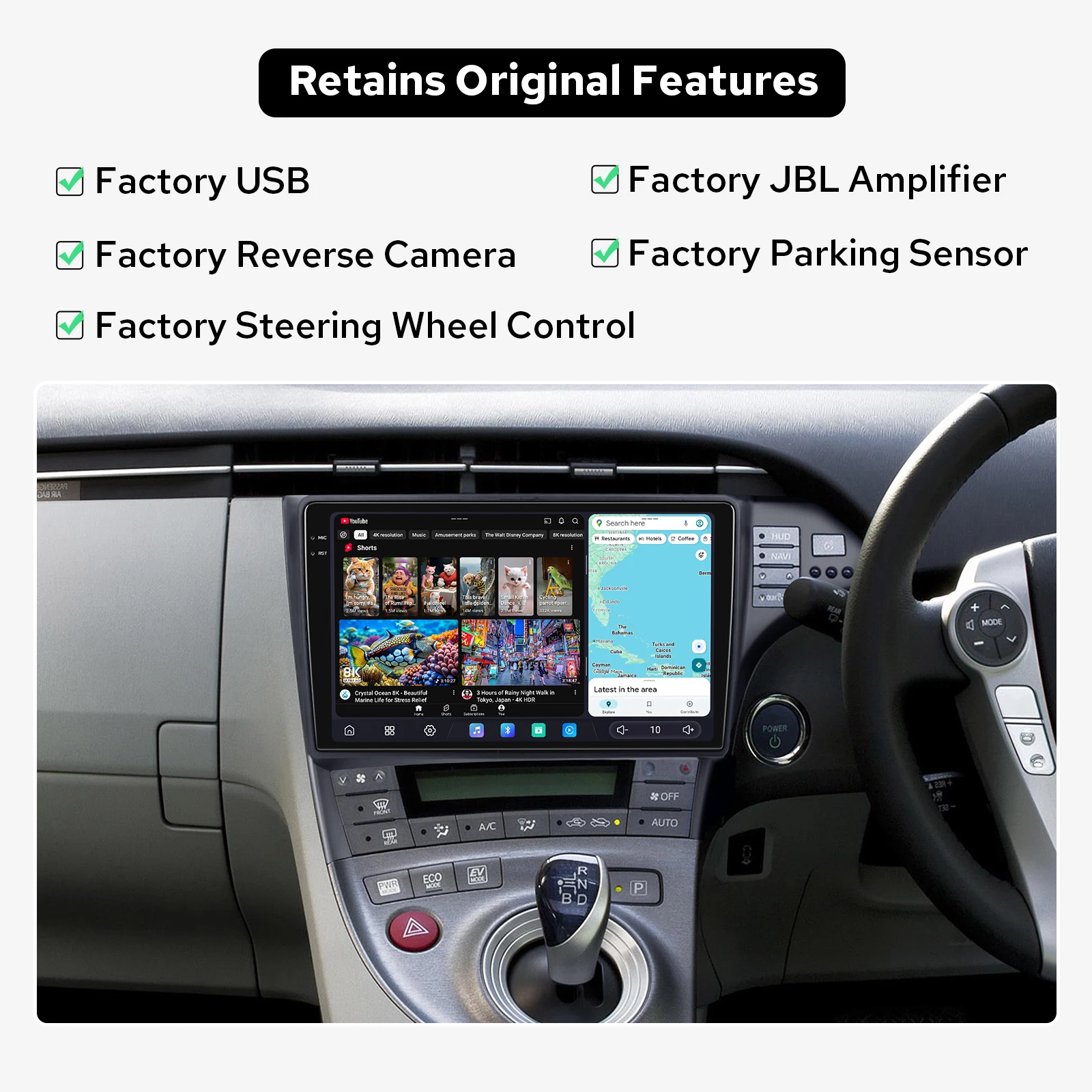 Wireless CarPlay&Android Auto Head Unit Car Radio for Toyota Prius 2010-2015 10.4