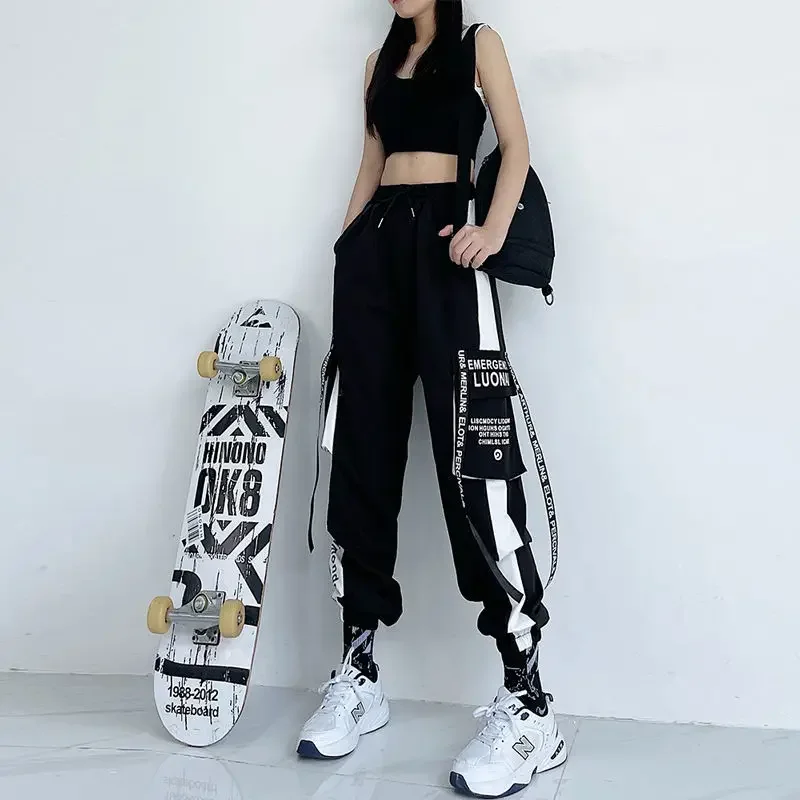 Pants Women Trendy Ins Super Hot Street Beaming Overalls 2024 New Slim High Waist Casual Sports Cargo Pants Goth