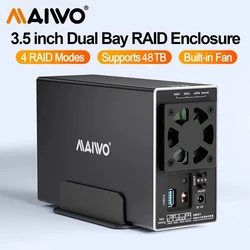 Maiwo-ハードドライブドッキングステーション,SATA to USB 3.0, 2ベイHDD, 3.5インチハードドライブケース,4つのレイドモード