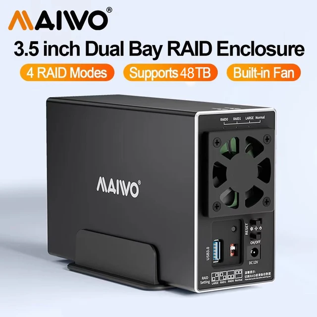 MAIWO 2 Bay HDD Docking Station SATA To USB 3.0 Hard Drive Docking Station dla 3,5-calowego dysku twardego z 4 trybami RAID Case
