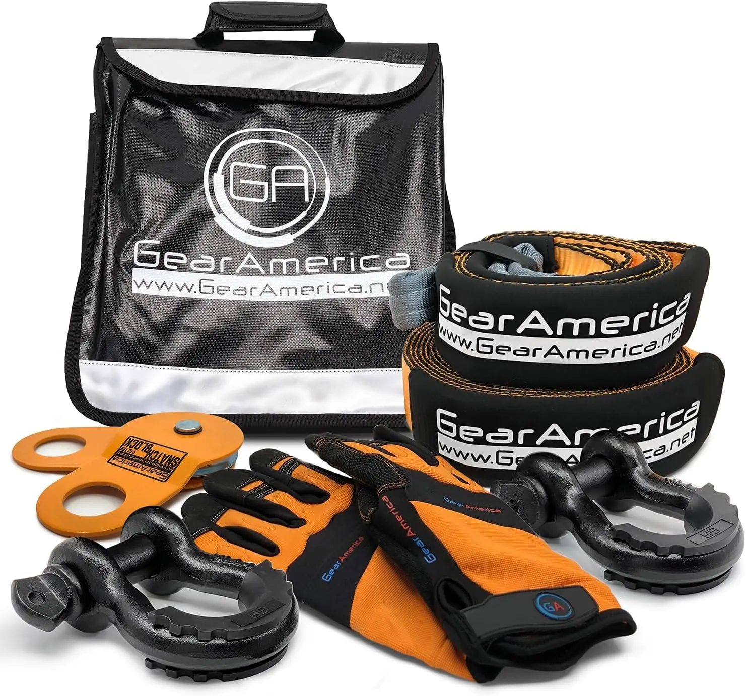GearAmerica Heavy Duty Tow Strap 4x4-35,053 lbs Tree Saver, Black | Heavy duty Black tow strap 4x4 35,053 lb break strength