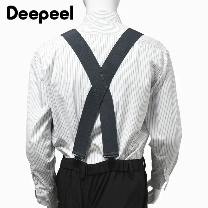 1Pc 5cm Widen Adults Men's Suspenders X-type 4 Clips Men Braces Adjust Elastic Strap Harness Man Jockstrap Suspender for Pants