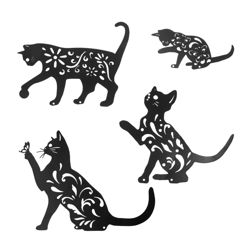 

A9LB 4 Cats Garden Stake Metal Decor Crafts Outdoor Garden Party Decor