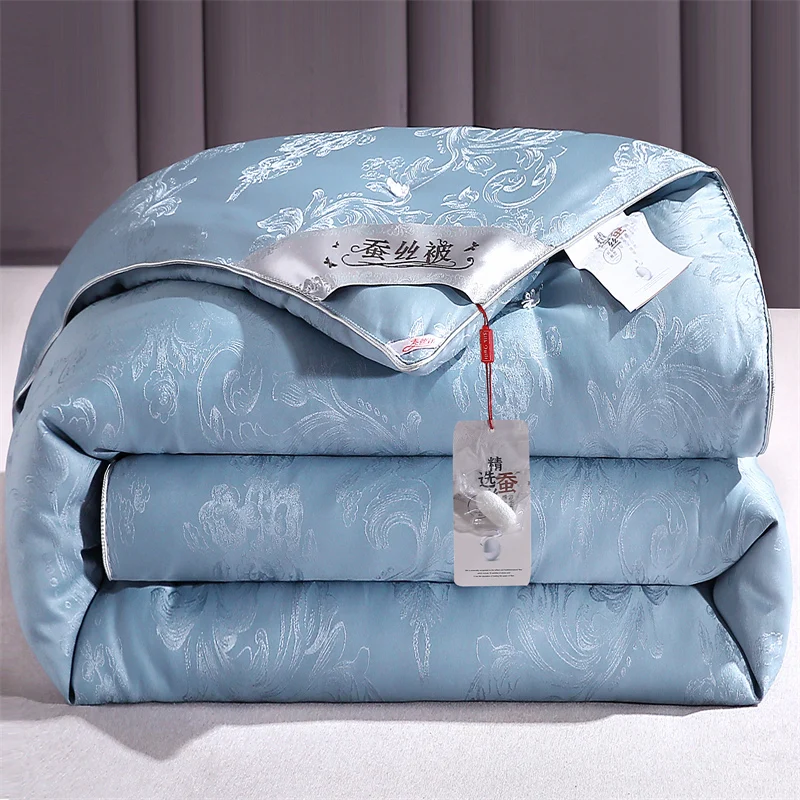 Natural Mulberry Silk Comforter Duvet Twin Double King Queen Size Blanket Quitl Jacquard Bedding Silk Filler Cotton Duvet Cover