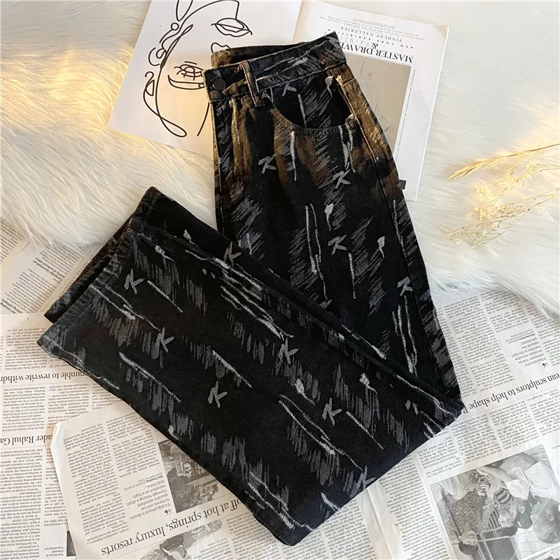 

Мужские японские жаккардовые джинсы, весенне-осенние однотонные прямые брюки, повседневные модные свободные мужские джинсовые брюки