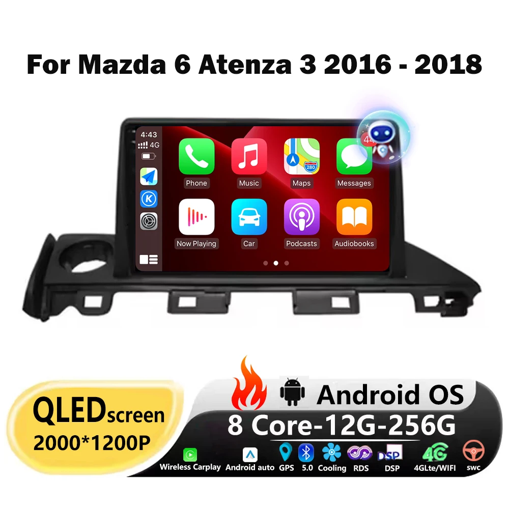 Android Auto Car Radio For Mazda 6 Atenza 3 2016 2017 2018 Multimedia Video Player Auto Carplay Navigation GPS WIFI 4G Head Unit