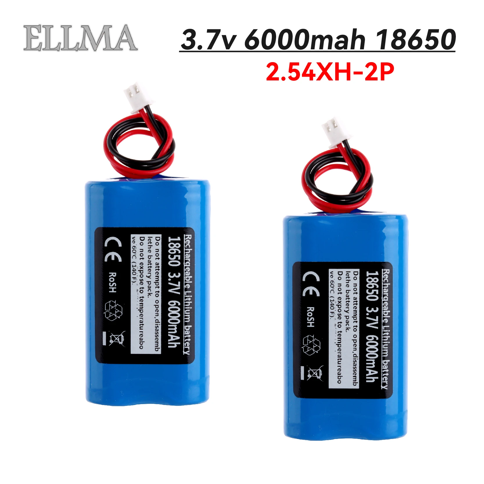 18650 3,7 V (wtyczka XH2.54-2P) akumulator litowy 6000 mAh + USB do wędkowania LED Light głośnik Bluetooth awaryjne baterie DIY