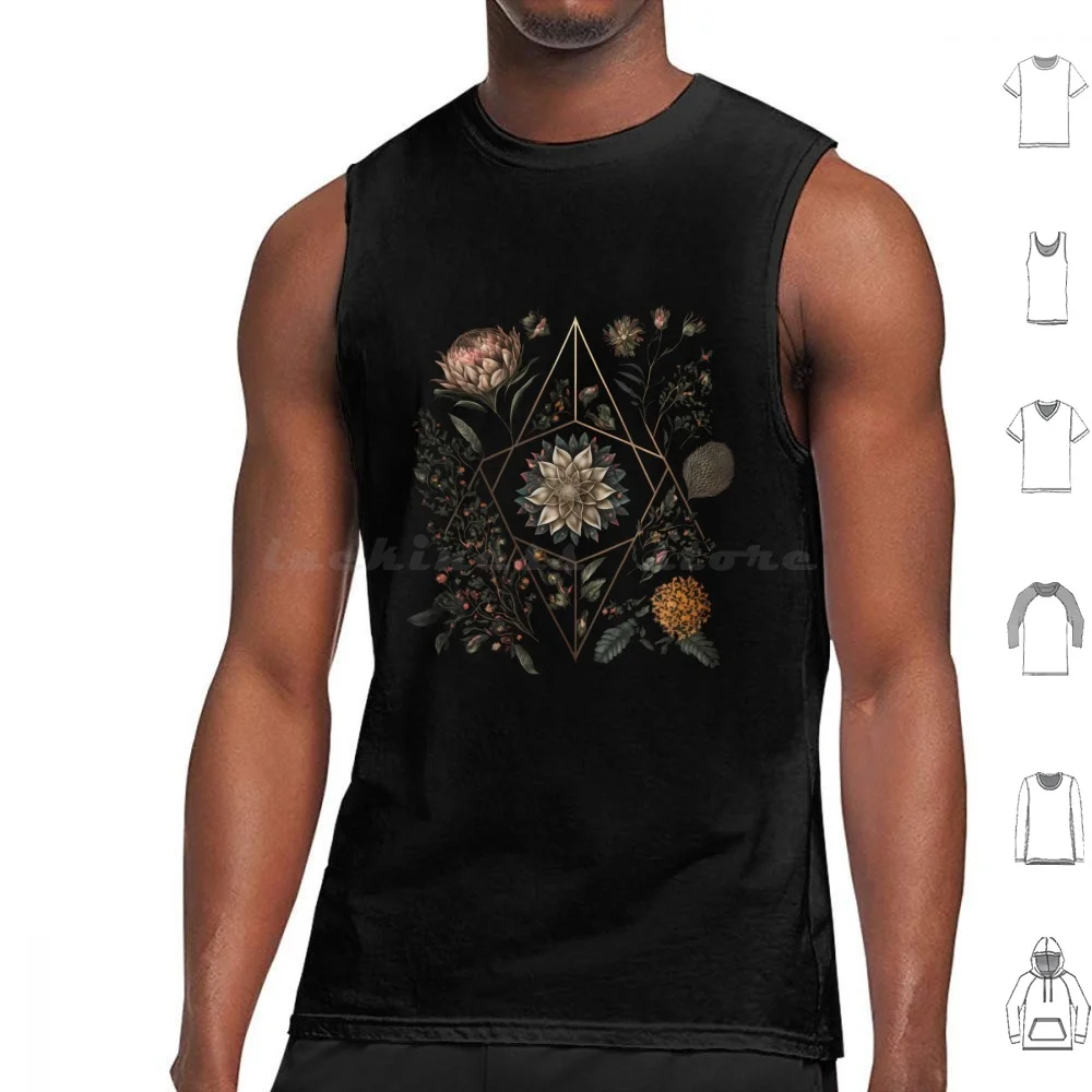 Sacred Geometry Wicca Botanical Tank Tops Print Cotton Dark Academia Botanicals Botanical Dark Moody Floral Alchemy Herbs