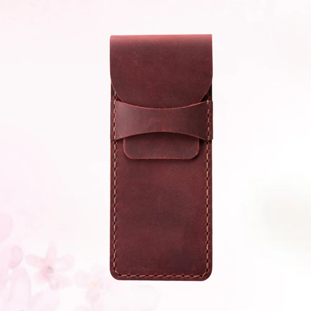 

Dark Red Retro Pen Case Pouch Pencil Protective Sleeve Pen Storage Bag for Home Office School Writing Supplies