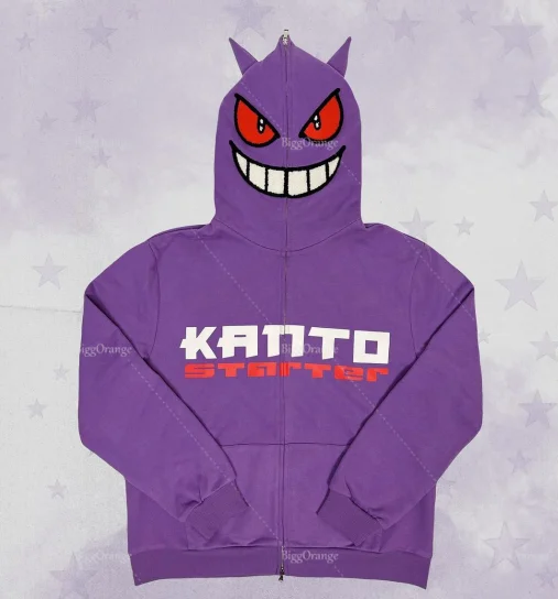 2022 Monster Face Print Letter Print Hoodie Purple Hoodie High Quality Harajuku Hoodie  hoodies women  sweatshirt hoodie