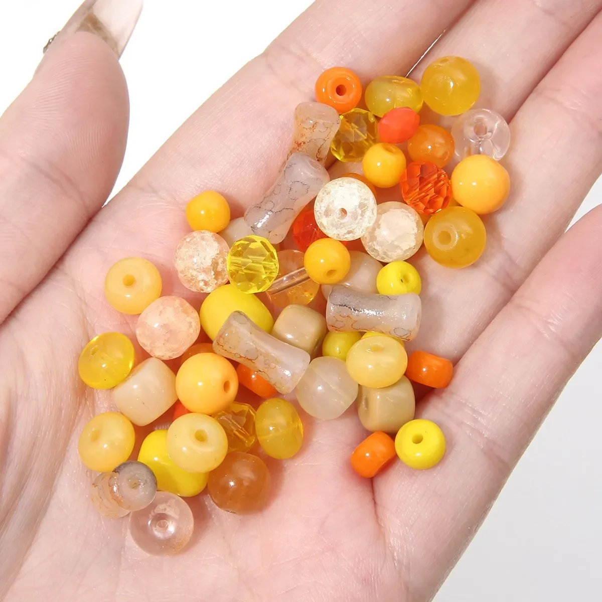 20pcs Glass Solid Color Crystal Wheel Jade Jelly Pearls Porcelain Beads For DIY Jewelry Making Bracelets Necklaces Yellow Series