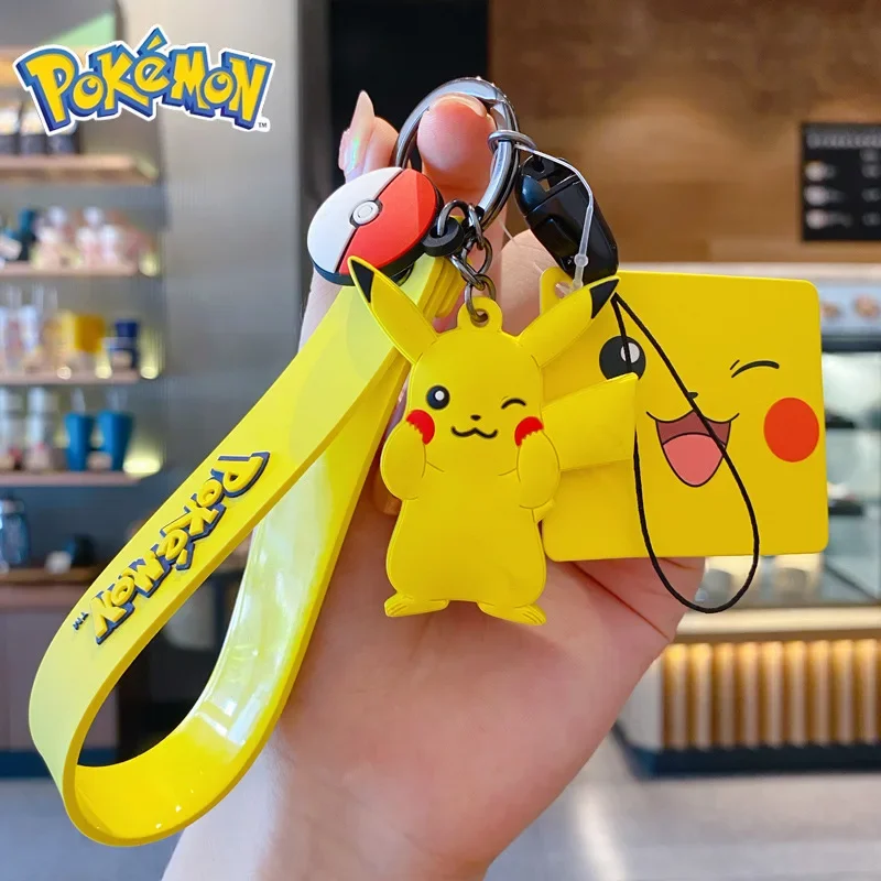 Genuine Pokemon Action Figure Pikachu Keychain Squirtle Bulbasaur Charmander Psyduck Keyring Backpack Pendant Model Toy Kid Gift view 2
