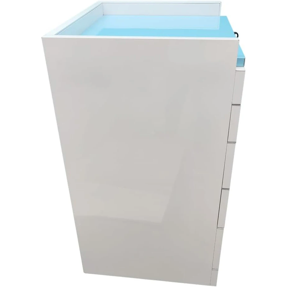 ตู้เก็บของอเนกประสงค์สำหรับทันตกรรม 4 ลิ้นชัก พร้อมรถเข็นเก็บของสแตนเลสแบบเคลื่อนย้ายได้ พร้อมพาเลท 2 ใบ