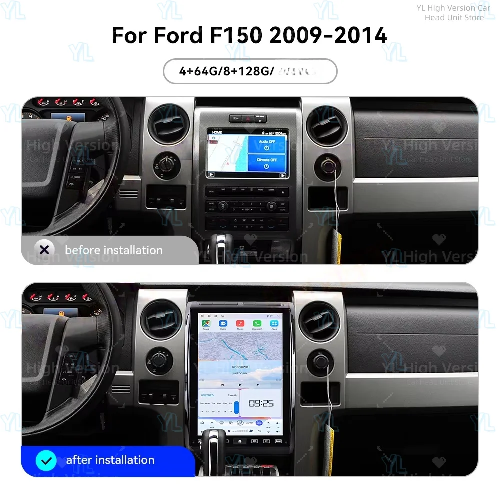 NEW 14.5 Inch Android 14 Car GPS Navigation Multimedia Player Radio For Ford F150 Raptor 2009-2014  Tape Bluetooth 5.0 Head Unit