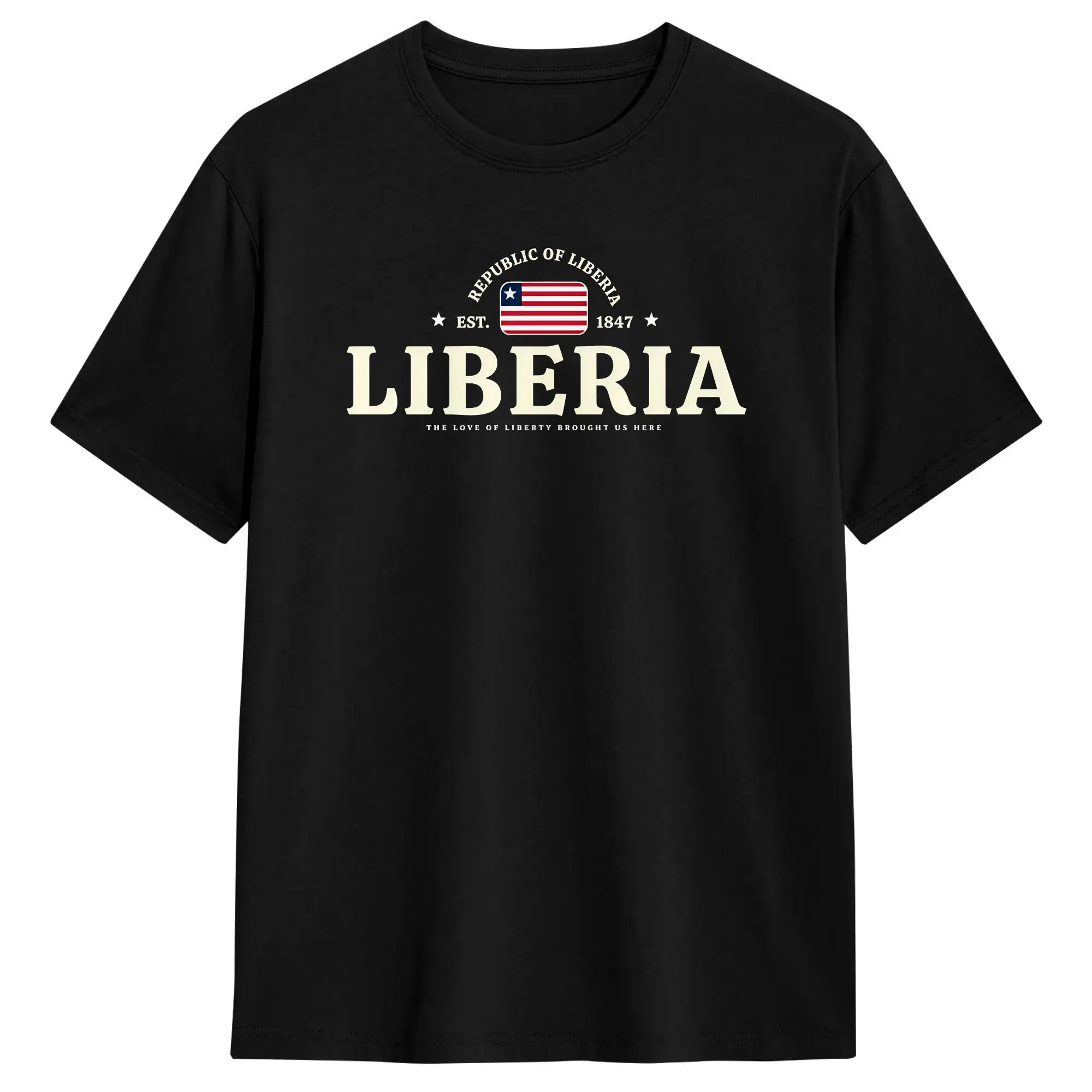 Oversized T Shirt Summer Liberia Independence Day Fashion T Shirts Liberian Flag Pure Cotton Tshirt for Men's Y2K Short Sleeve