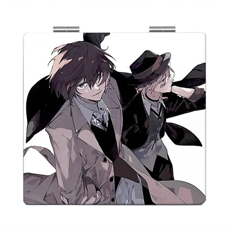 7×6cm Bungo Bungou Stray Dogs, klappbarer doppelseitiger Schminkspiegel, Anime süß, tragbare Reise, Mini, Mädchen, Vergrößerung, quadratisch