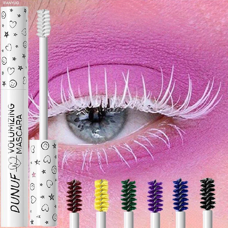 Mascara per ciglia arricciate colorate Estensione ciglia Allunga Bianco Viola Cosplay Trucco occhi Glitter Mascara diamante impermeabile