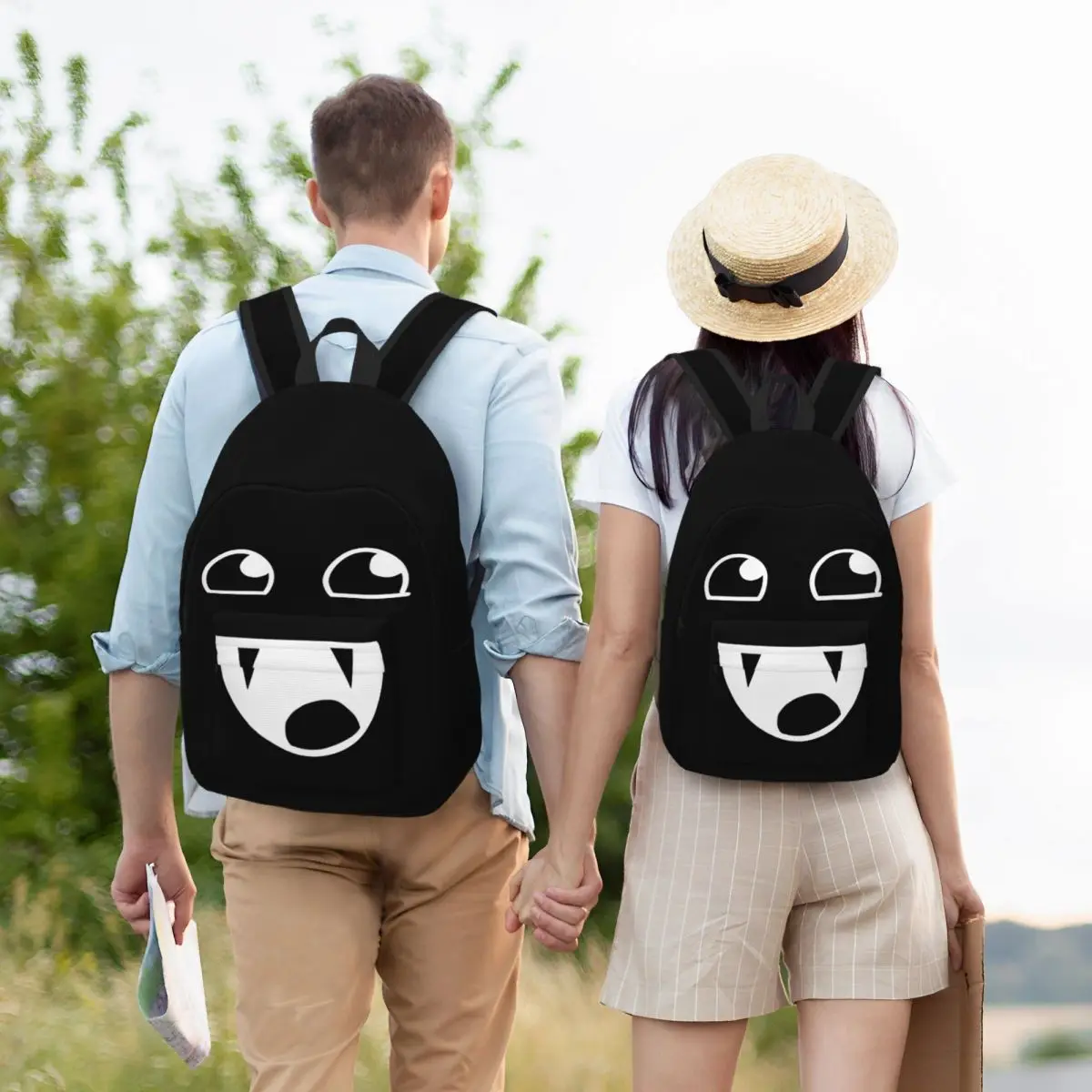 حقيبة ظهر مضحكة Domo Kun Face للرجال والنساء كاجوال للعمل الطلابي حقيبة ظهر Meme Anime Doll للكمبيوتر المحمول من القماش خفيفة الوزن