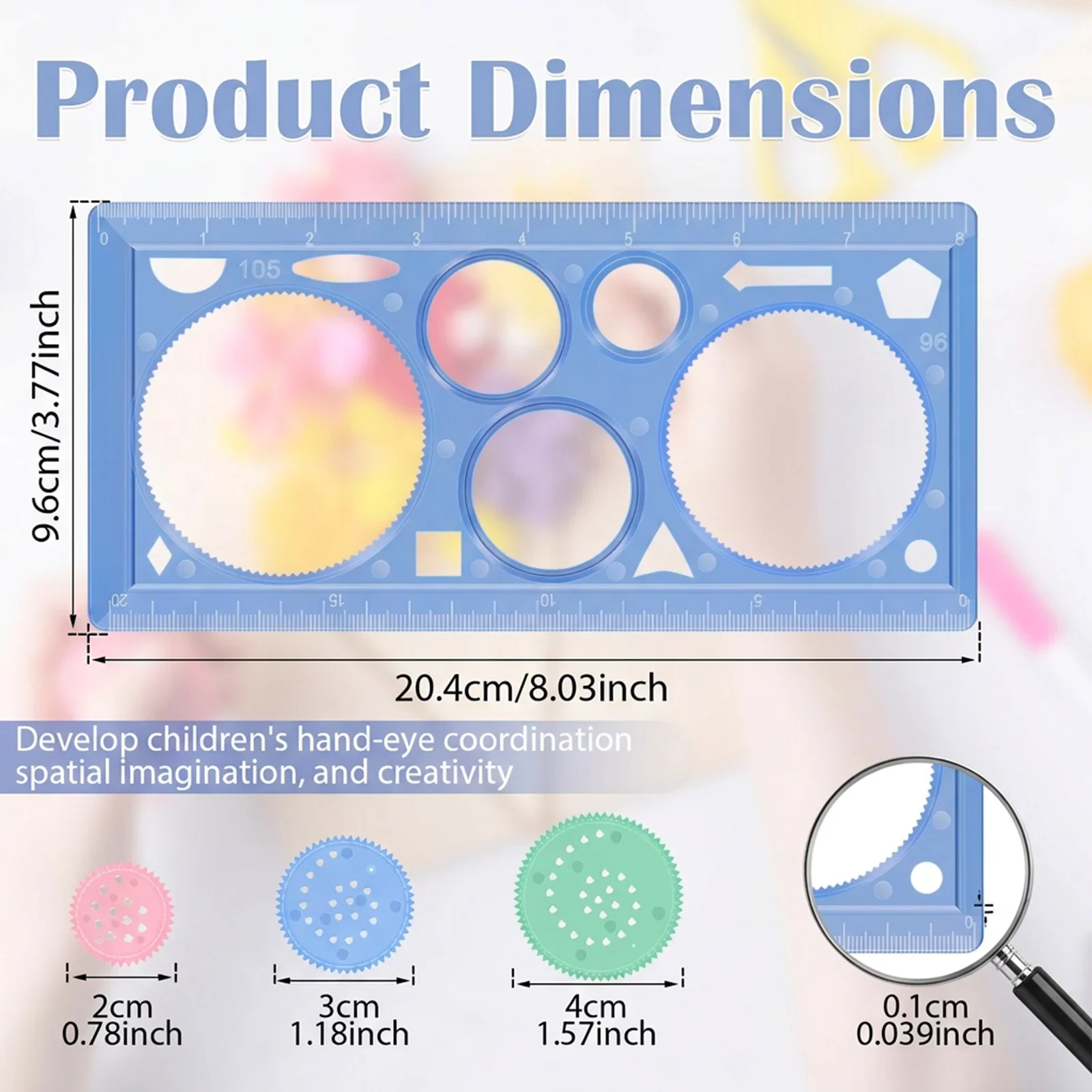 Spiral Art Gear Geometric Drawing Ruler Plastic Multifunctional Spiral Curve Ruler for Adult Kid School Home Measuring Tool