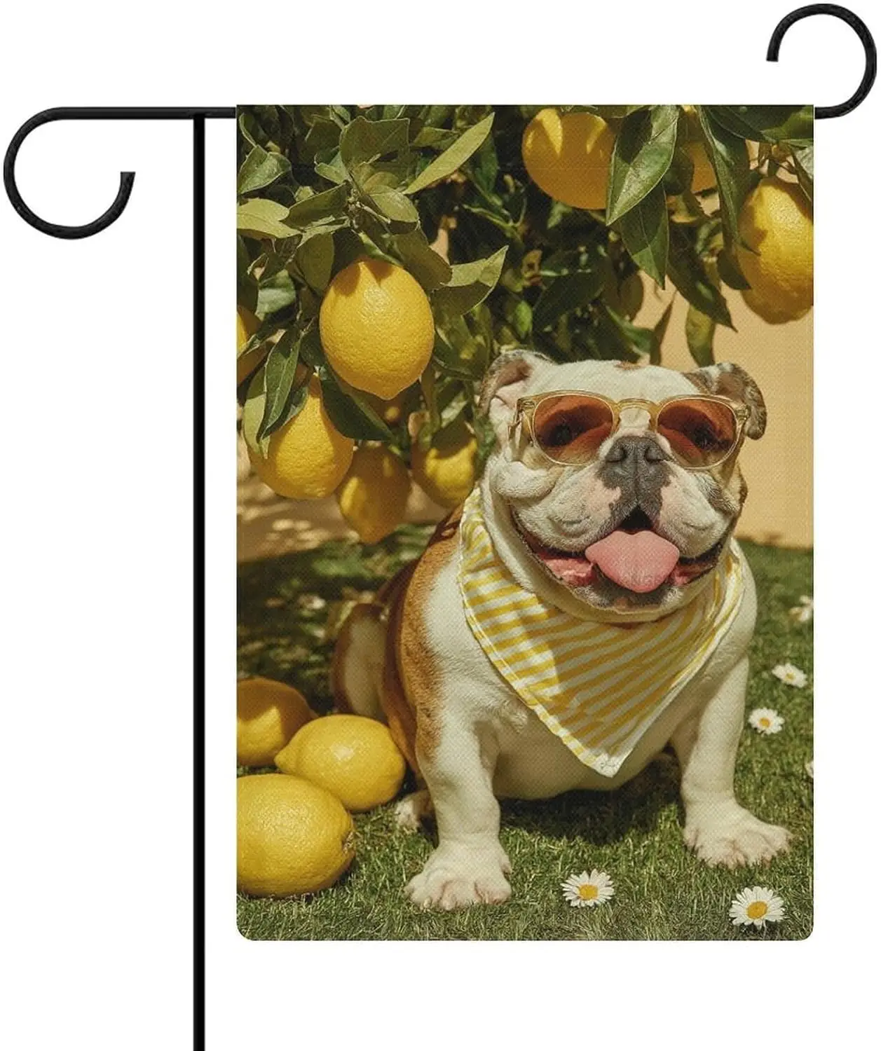 Welcome Spring Summer Bulldog Garden Flag 12x18 Inch Double Sided Pet Lemon Flower Garden Yard Decoration Dog Lover Gift Flo kkz