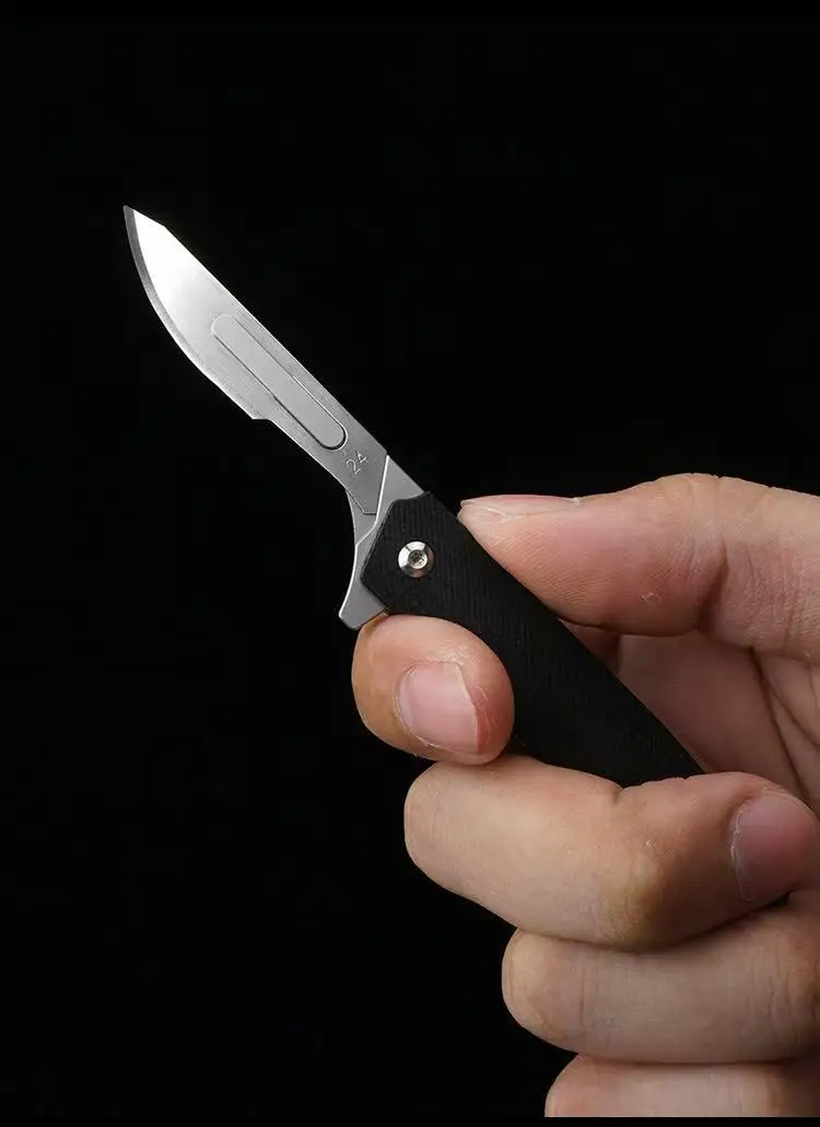 G10 Folding Scalpel Knife, Outdoor Multi-function Cutting Tool, Blue Pocket Knife Bearing System