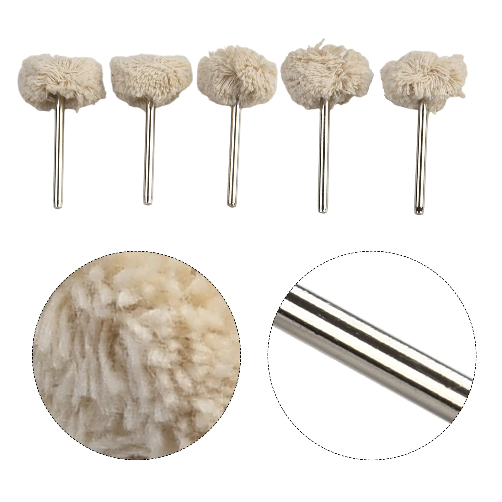 

High Quality Practical Wool Polishing Wheel Buffing Tools 25mm Head Diameter Grinders Accessories White& Silver
