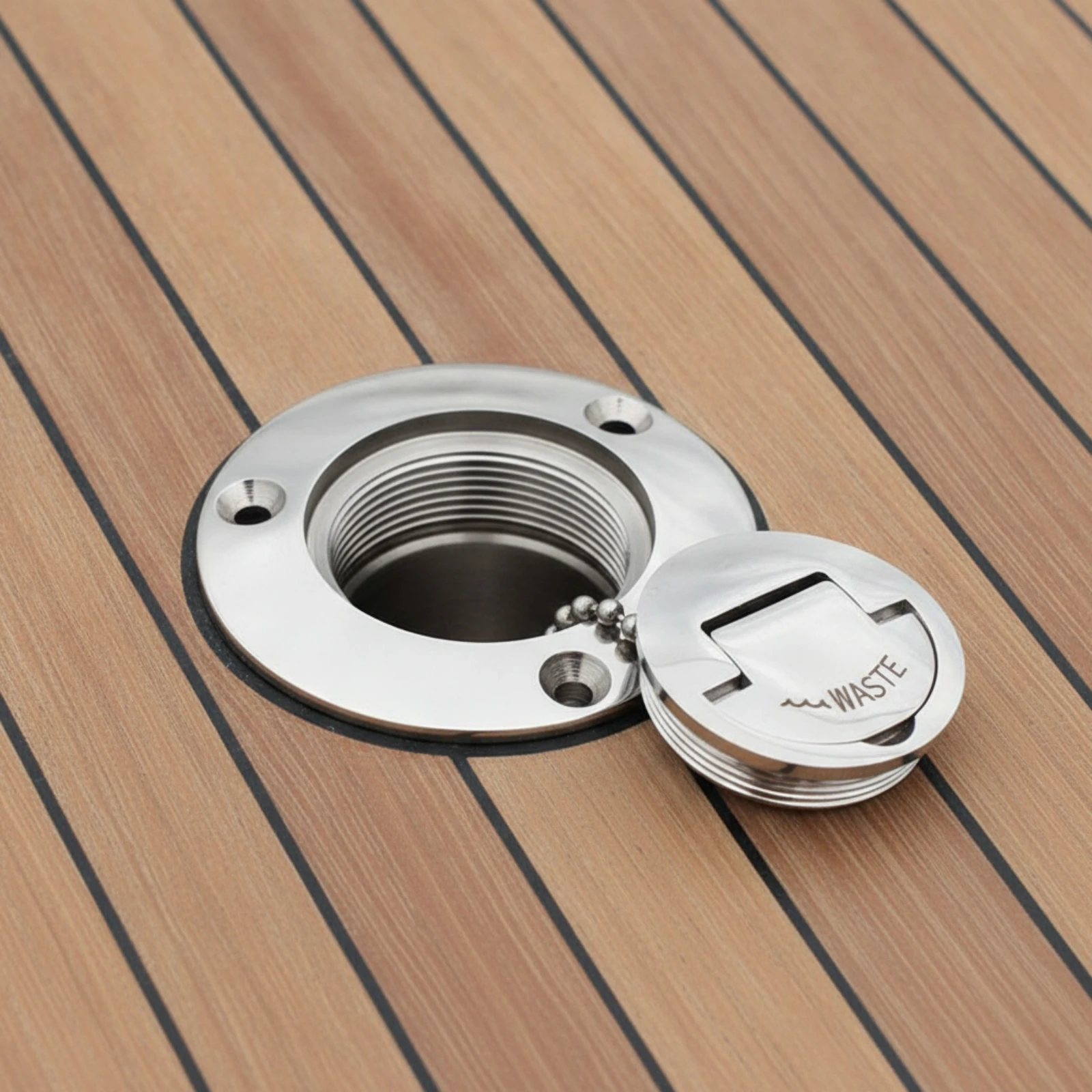 Hinged Cap Fuel Port Sleek Stainless Steel Deck Fill Fitting Liquid Access Port with Mounting Screws Compact