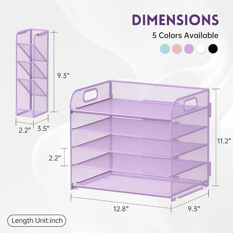 EASY 5-уровневый настольный органайзер с ручкой, съемные держатели для ручек, сетчатый органайзер для бумажных файлов для стола, бумажный лоток для писем, органайзер для