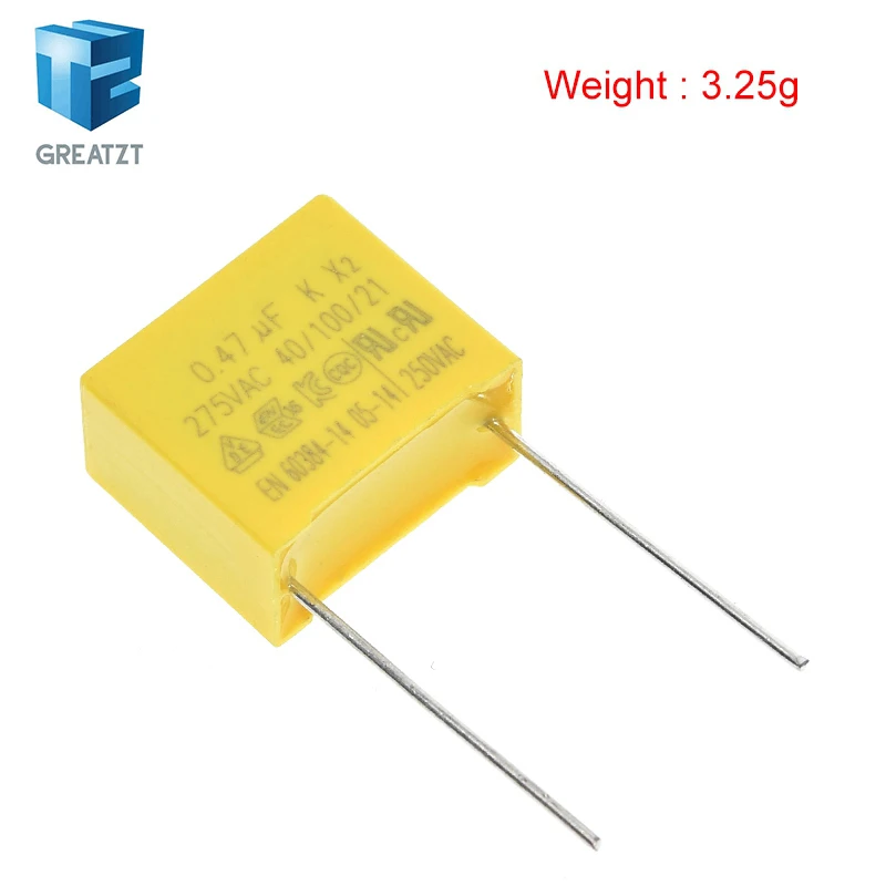 GREATZT 10/30pcs 470nF capacitor X2 capacitor 275VAC Pitch 15mm X2 Polypropylene film capacitor 0.47uF