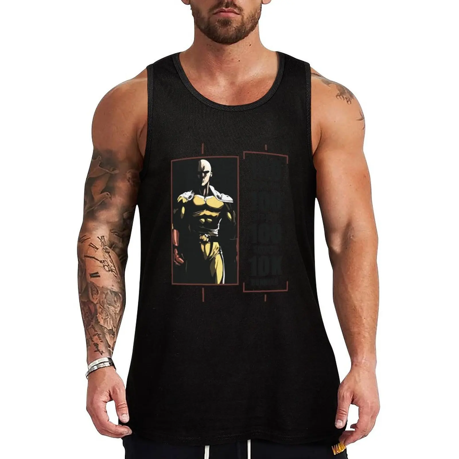 Copie du t-shirt sans manches à imprimé neutre pour homme le plus fort du monde, avec motif graphique simple