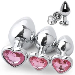 Anal Plug Heart Stainless Steel Crystal Anal Plug Removable Butt Plug Stimulator Anal Sex Toys Prostate Massager Dildo 3 Size