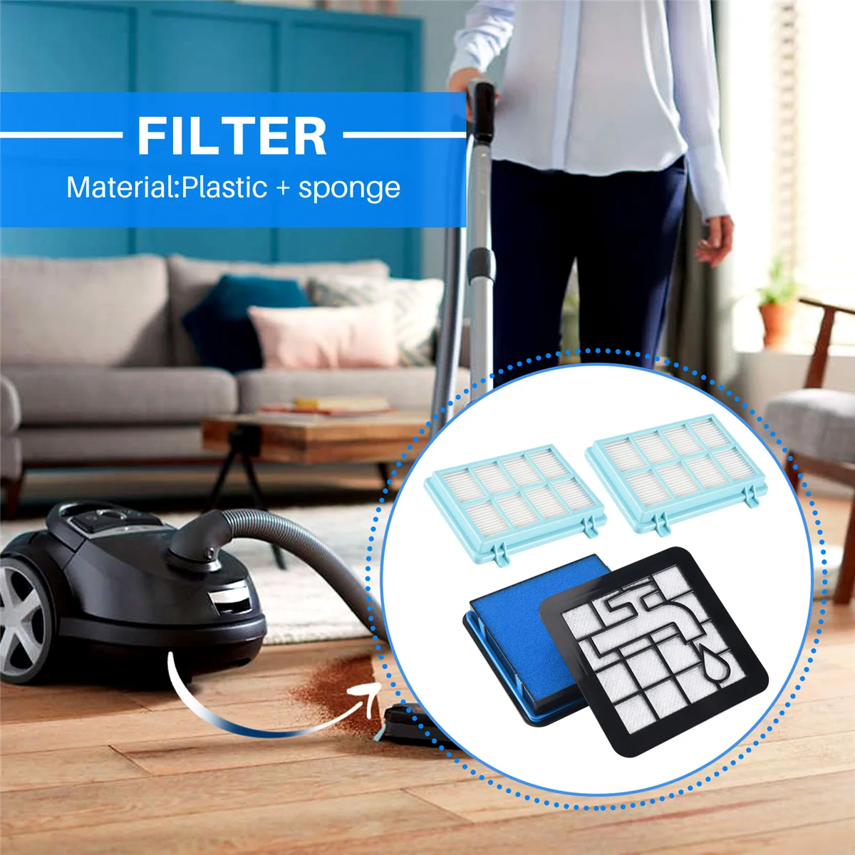 Набор из 2 фильтров для пылесосов Philips PowerPro Compact FC9331 FC9332 FC8010