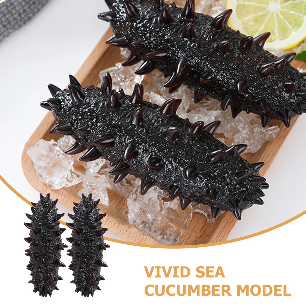 

2 Pcs Lifelike Sea Cucumber Models Black PVC Fake Food Props Decorative Slug Figurines Educational Toys Cognitive Model