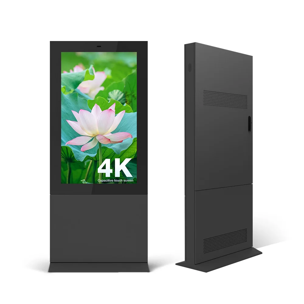 VISIGN 32 43 55 65 75 Inch 2500nits Outdoor Digital Siganges Floor Stand Totem Waterproof Vertical Advertising Display