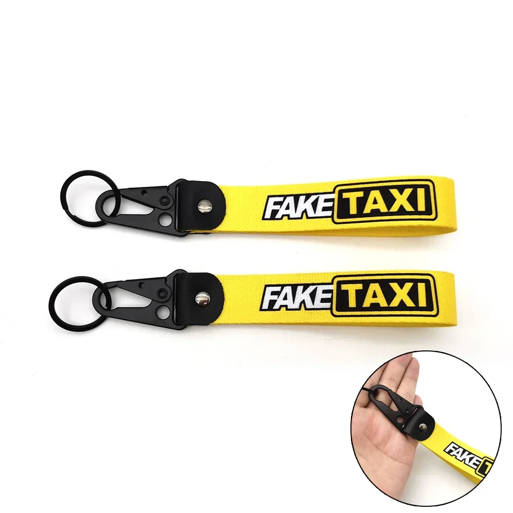 

FAKE TAXI Keychain Keyring JDM Lanyard Key Strap Tow Sides Nylon Key Chain Rings Car Motorcycle Keyring Auto Accessories