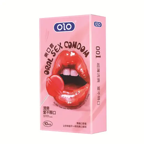 OLO 10Pcs Oral sexx Condomss with Strawberry Taste Safe sexx Peniss Sleeve Condom Intimate Goods Tongue sexx Lick Dick Toys for Adult