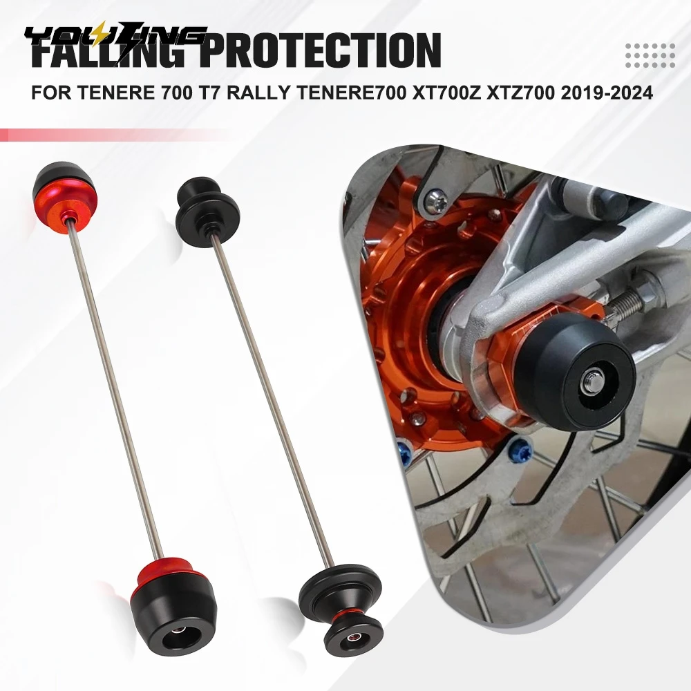 

FOR Yamaha Tenere 700 T7 Rally 2019 -2023 2024 Spindle Bobbins Wheel Axle Fork Sliders Crash Protector Tenere700 XT700Z XTZ700