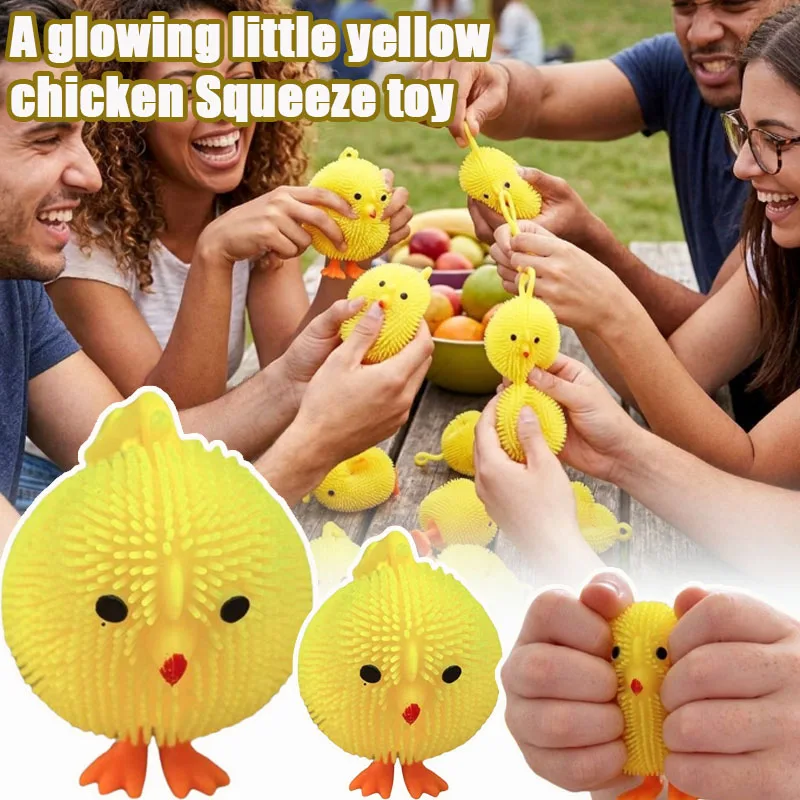 12-36PCS Squeeze Ball Glow Chicken Slow Rebound Stress Relief Toy Squishy Sensory Ball for Kids Adults Home Office Party Gift